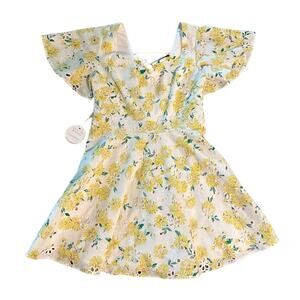 Two Sisters The Label Yellow Floral Eyelet Dress NEW